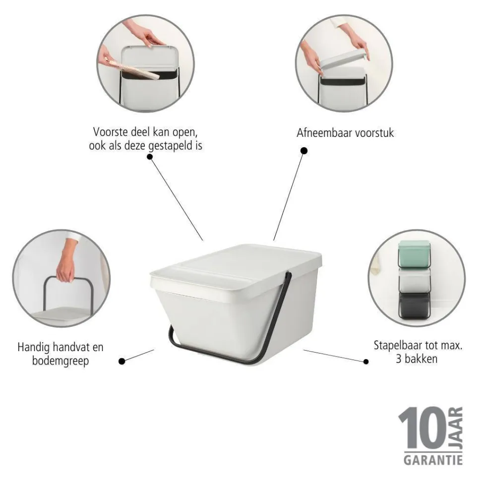 Brabantia Sort & Go Stapelbaar Stapelbare Afvalemmer (20L)