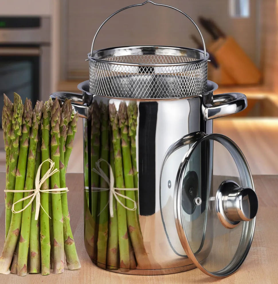 Casalupo Casalupo Aspergepan Met Glazen Deksel - Rvs - O 16 Cm / 4.0 Liter