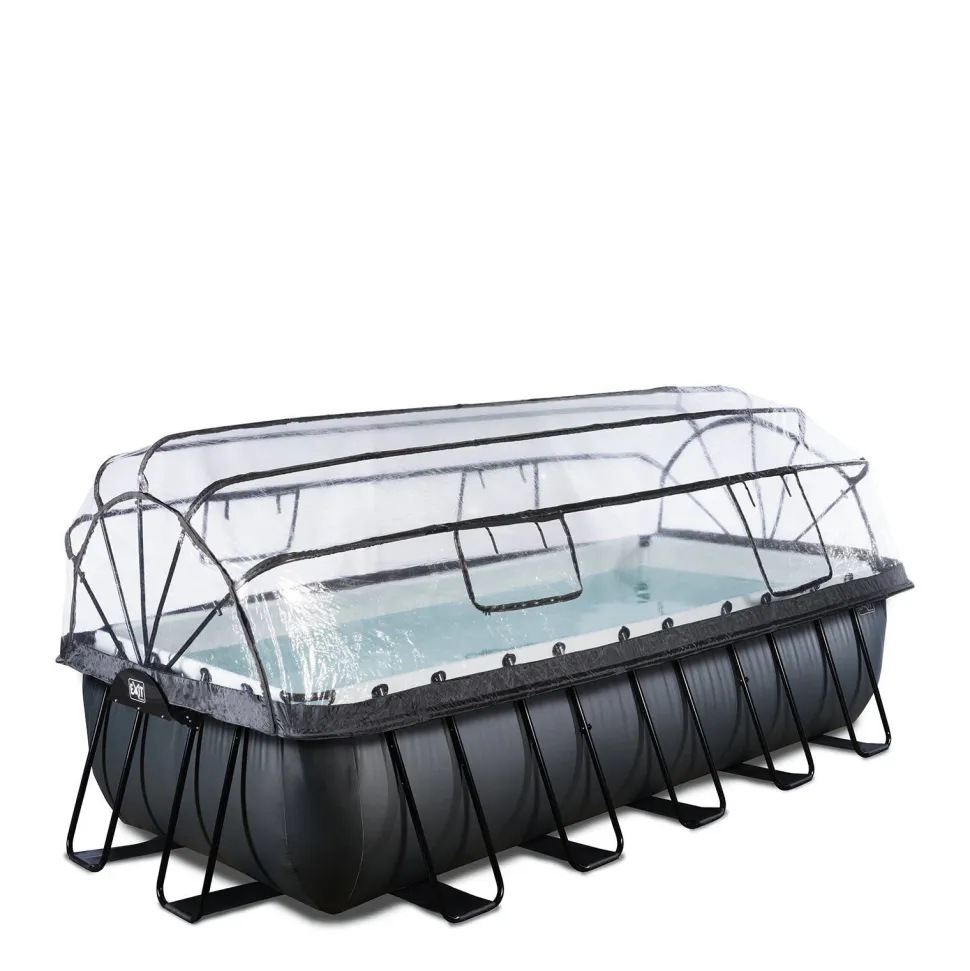 Exit Black Leather Zwembad 540X250X122Cm Met Overkapping En Zandfilterpomp