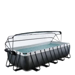 Exit Black Leather Zwembad 540X250X122Cm Met Overkapping En Zandfilterpomp