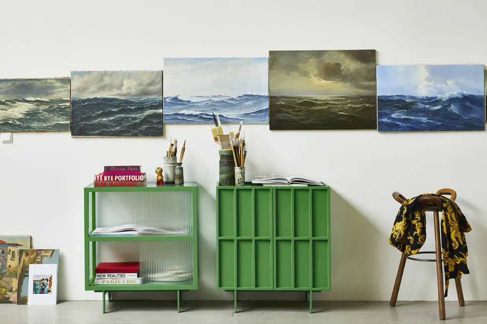 Hkliving Wandkast Cupboard Ribbed Glass