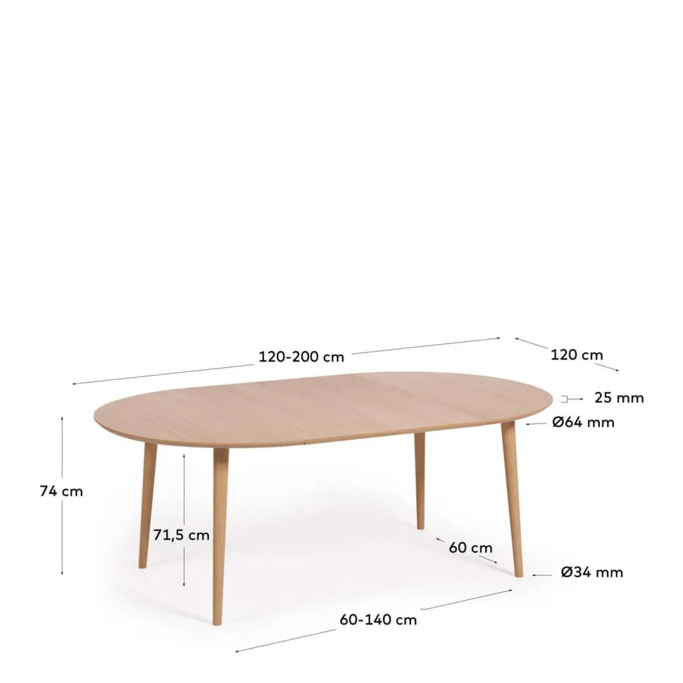 Kave Home Uitschuifbare Eetkamertafel Oqui (120X120-200 Cm)