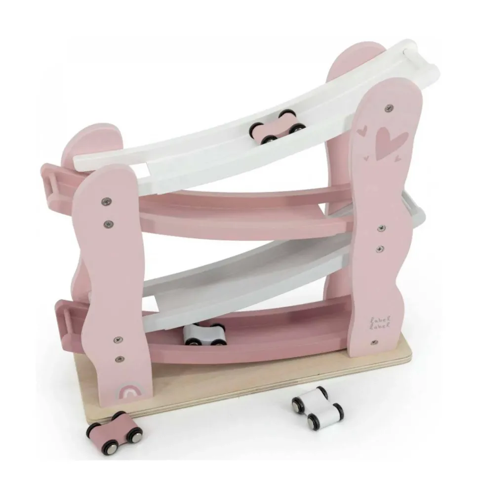 Label Label Wood Houten Auto Glijbaan Roze