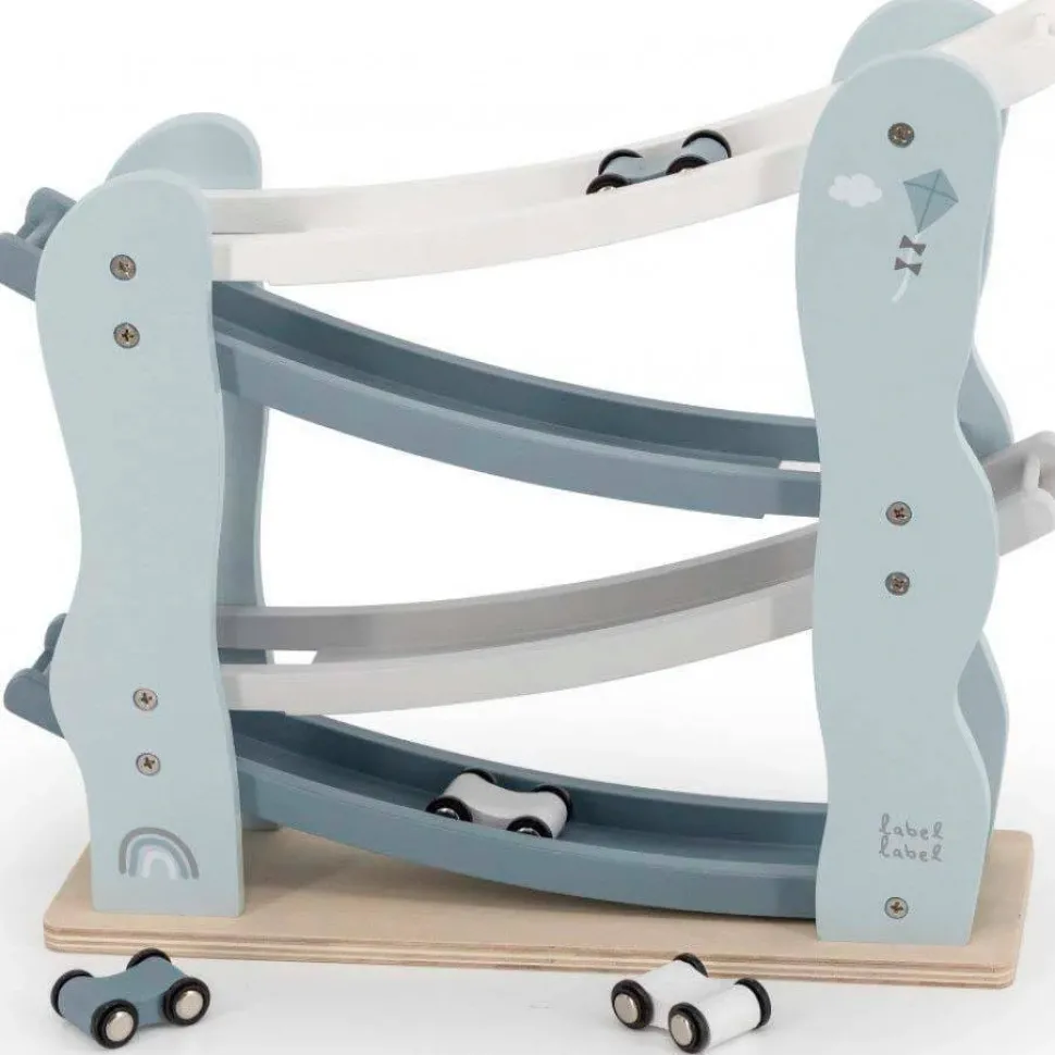 Label Label Wood Houten Auto Glijbaan Blauw