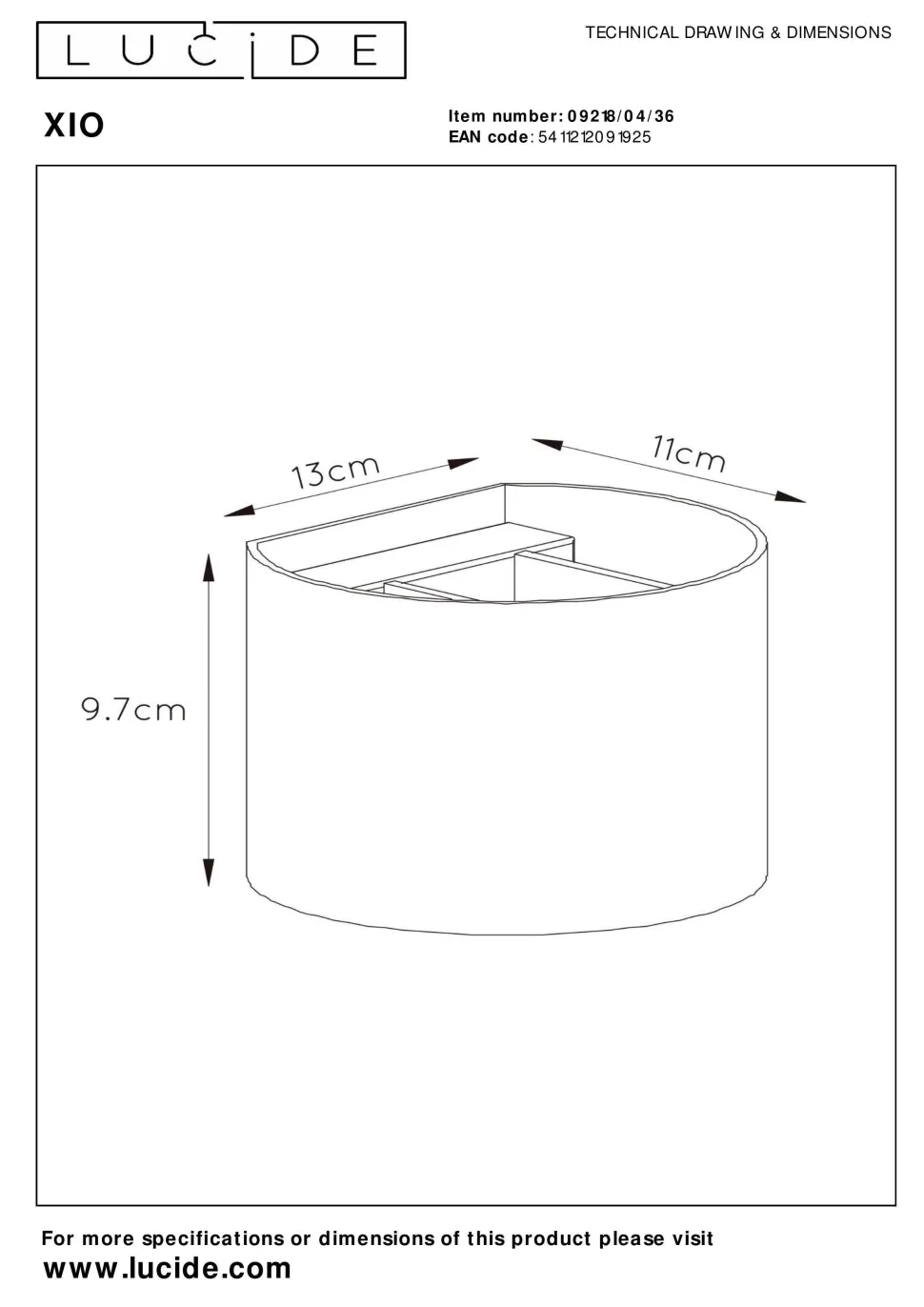 Lucide Wandlamp Xio