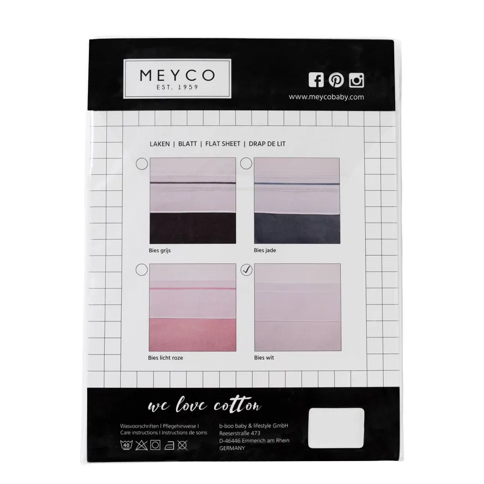 Meyco Ledikantlaken Met Bies 100X150 Cm Wit/Wit