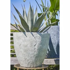 Mica Decorations Bravo Bloempot Rond Lichtgrijs Slate - (H32,5Xo38 Cm)