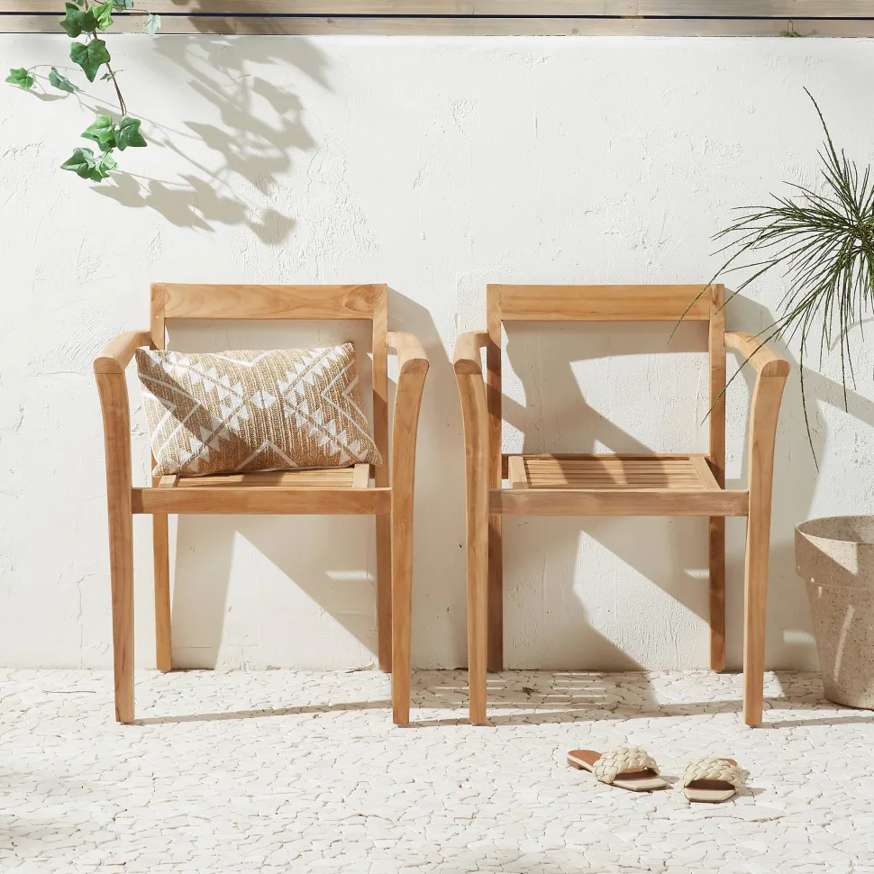 Nous Garden Teak Tuinstoel Bromo (Set Van 2)