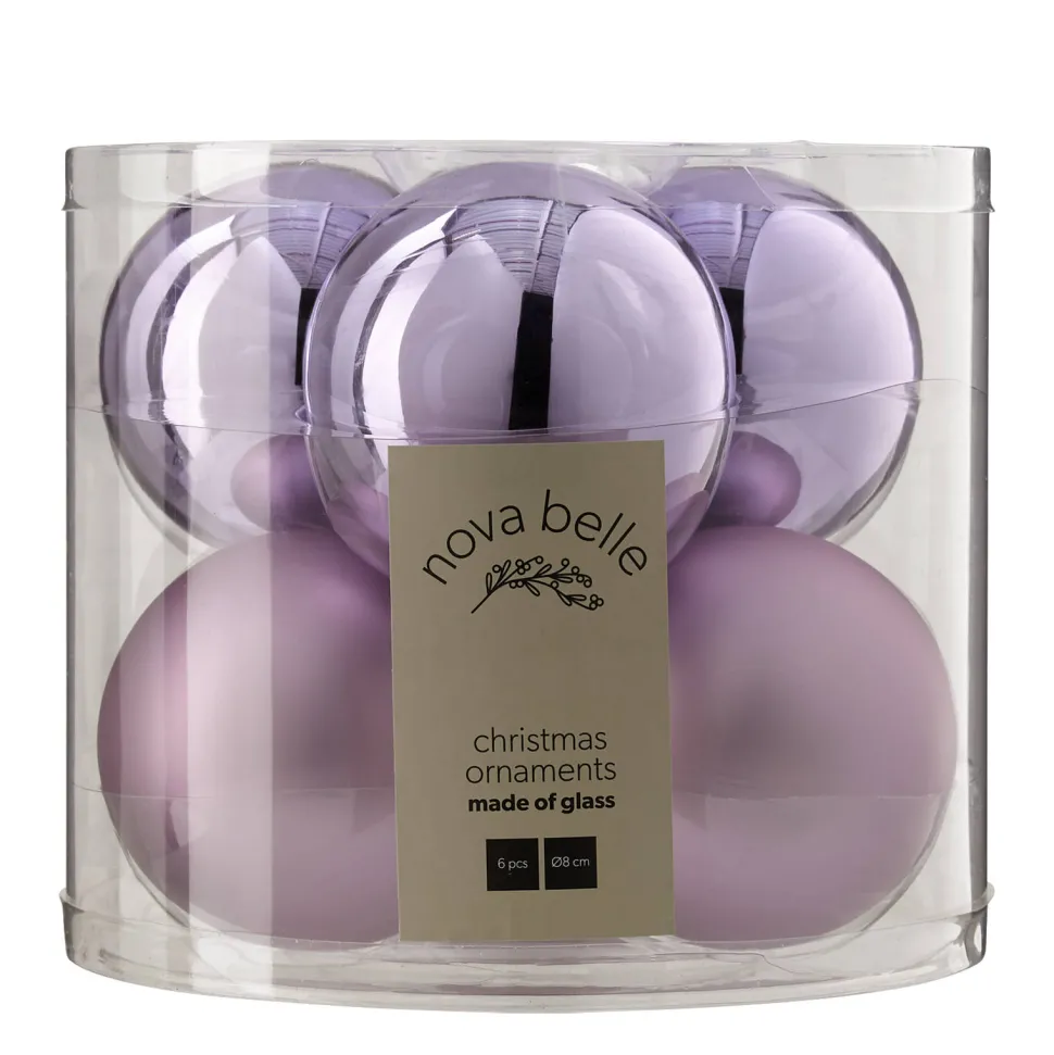 Nova Belle Kerstbal (Set Van 6) (O8 Cm)