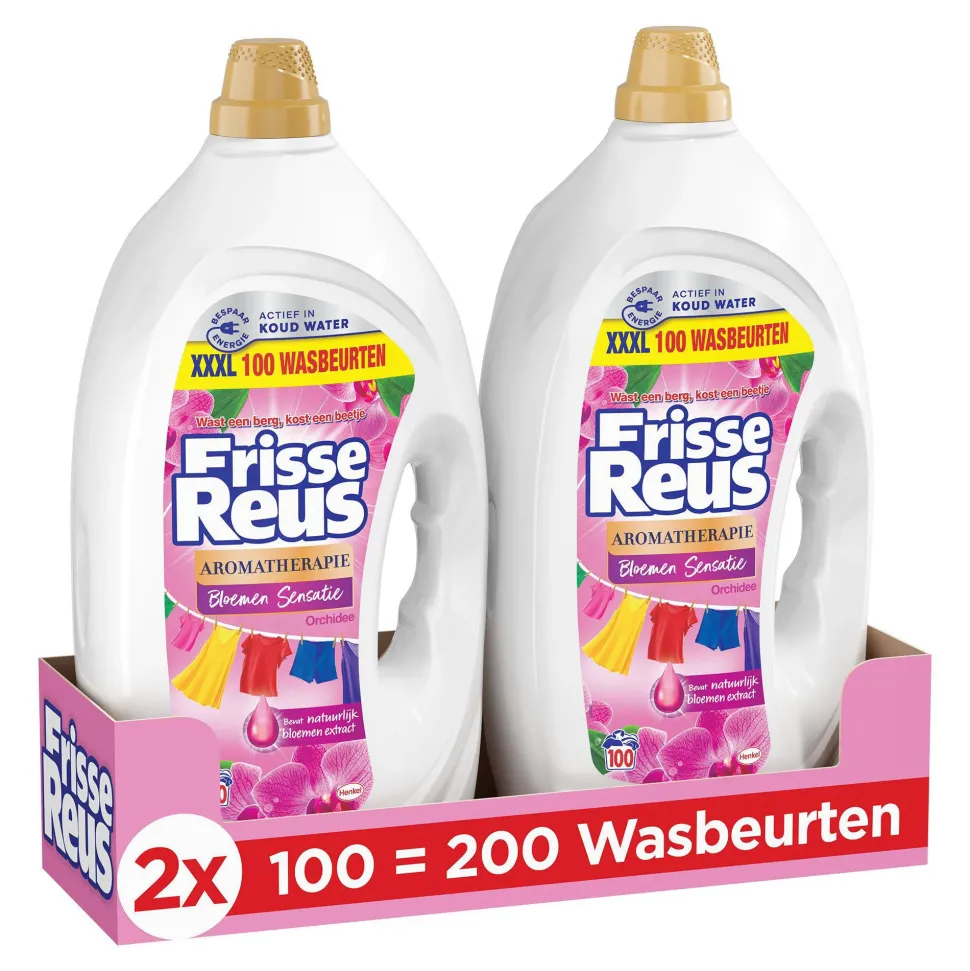 Witte Reus Orchidee Macadamia Gel Vloeibaar Wasmiddel - Gekleurde Was - Voordeelverpakking - 2 X 100 Wasbeurten - 200 Wasbeurten