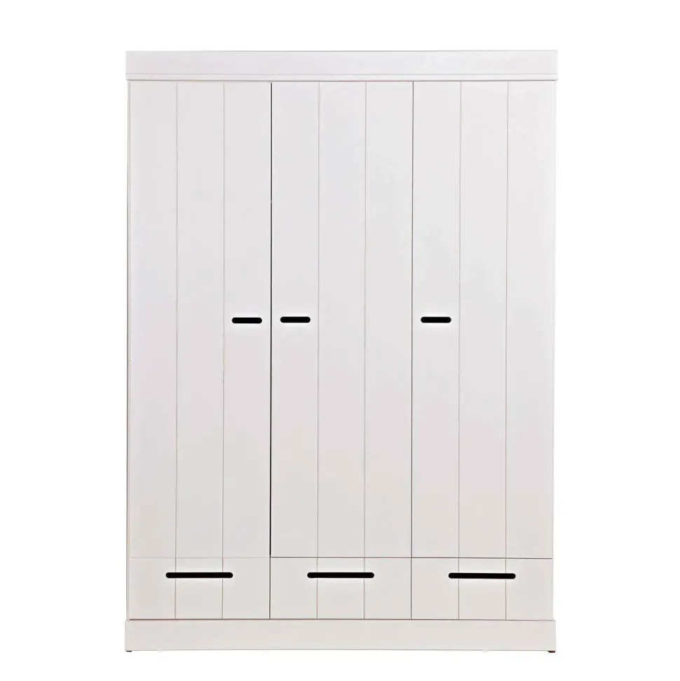 Woood Woood Connect Kast 3-Deurs Met Lade - Grenen - Wit - 195X140X53