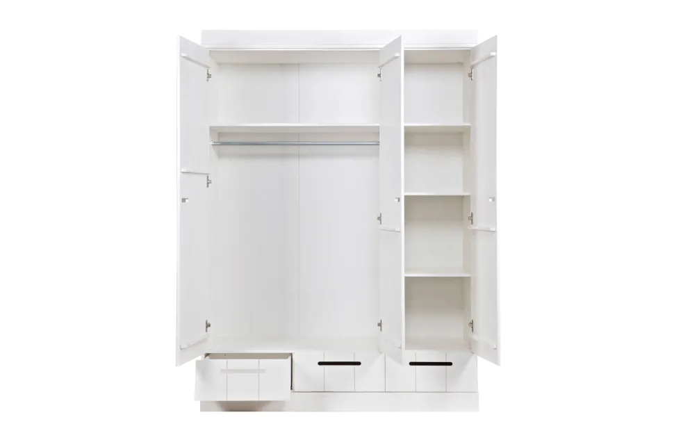 Woood Woood Connect Kast 3-Deurs Met Lade - Grenen - Wit - 195X140X53